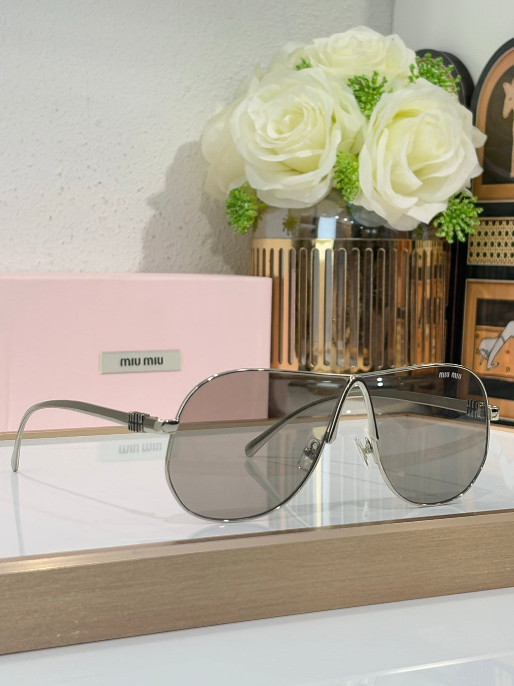 Celine glasses, silver-tone metal aviator sunglasses with tinted lenses