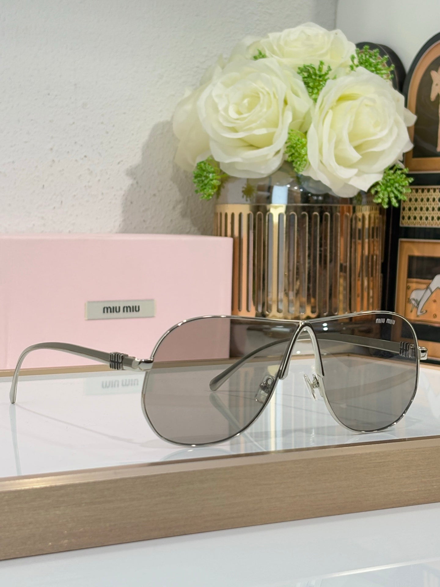 Celine glasses, silver-tone metal aviator sunglasses with tinted lenses