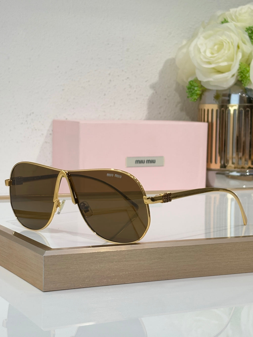 Celine glasses, gold-tone metal sunglasses with deep tinted lenses