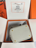 Hermes pale gray mini handbag with gold-tone hardware, in presentation box