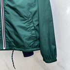 Prada Re-Nylon hooded jacket, dark green with elastic cuff and paneled side hem