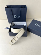 Beige leather Dior belt with buckle, laid in presentation box