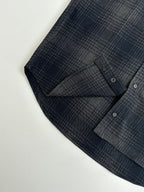 Balenciaga plaid button-up shirt, navy check, sleeve cuff and button details