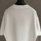 White short-sleeve T-shirt with plain back and stitched crew neckline