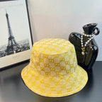 Gucci cap in yellow GG jacquard with curved brim and stitched band