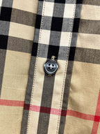 Burberry plaid shirt single button detail on front placket