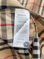 Burberry long plaid garment care label and fabric details