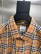 Burberry check button-up shirt collar detail with button placket