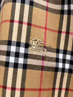 Burberry check shirt chest logo embroidery on plaid fabric