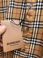 Burberry check button-up shirt with round buttons and neck tag