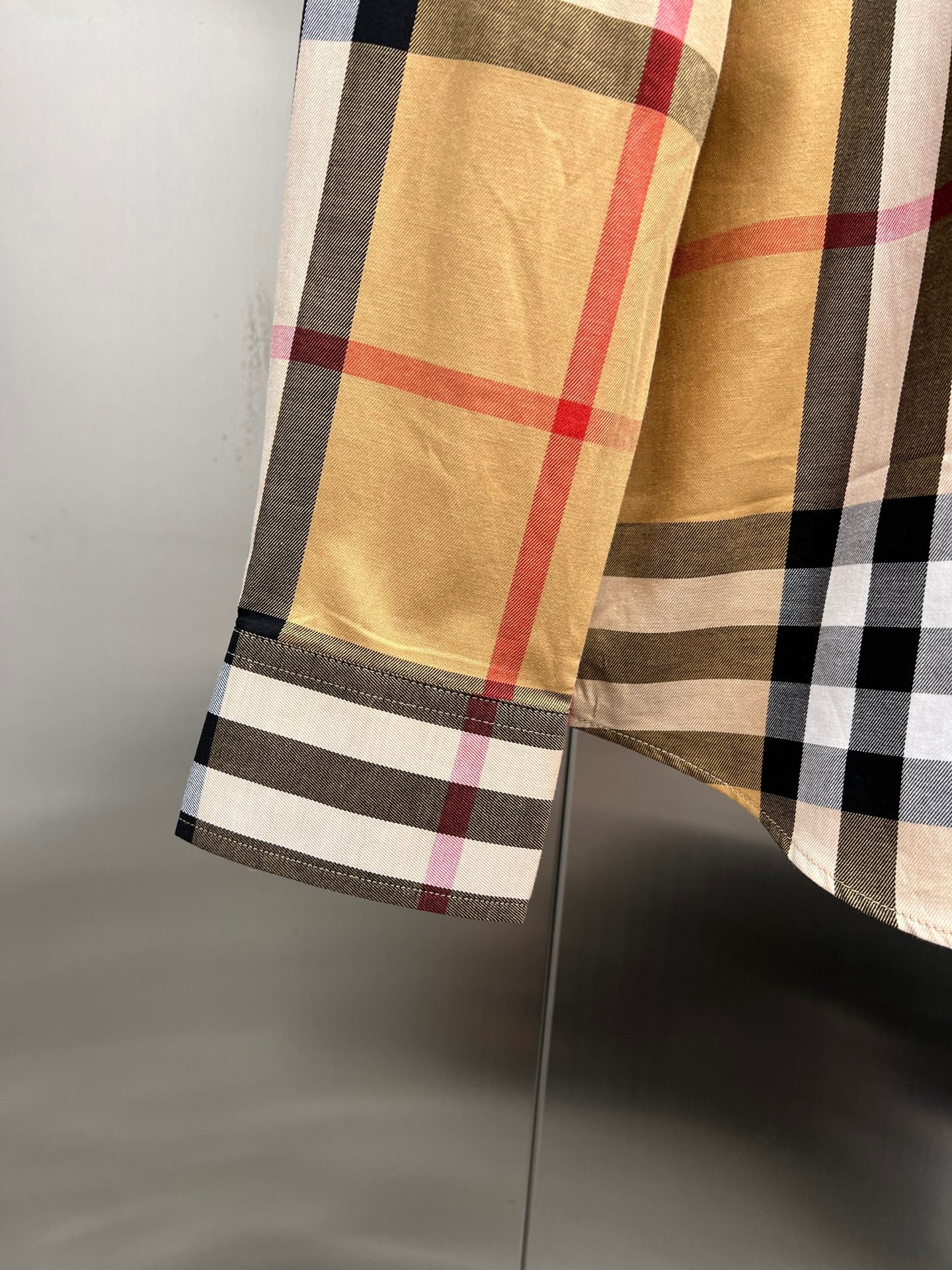 Burberry check shirt hem and sleeve cuff edge view