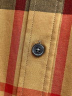 Burberry check shirt close-up of front button and placket stitching