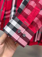Plaid long-sleeve shirt sleeve cuff with two buttons