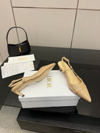 Dior ladies slingback heels, beige patent, pointed toe and thin heel strap