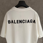 White short-sleeve T-shirt with BALENCIAGA logo across back