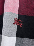 Burberry embroidered horse logo on plaid shirt panel
