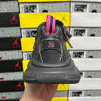 Balenciaga dark gray sneaker back view with pink heel tab and size 36 marking