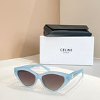 Celine cat-eye sunglasses with brown-tinted lenses and light blue frames