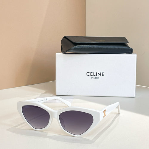 Celine cat-eye sunglasses with dark lenses and white frames