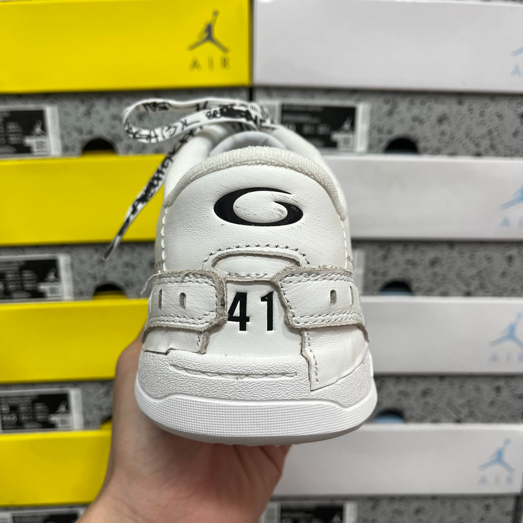 Balenciaga white leather sneaker heel with “41” size mark patch