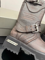 Balenciaga women’s leather boot upper with lace-up front and embossed logo