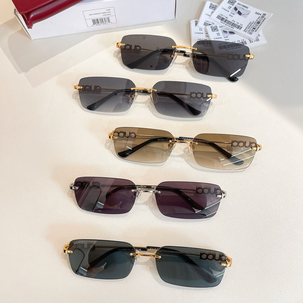 Gucci sunglasses with multiple lens colors and gold-tone embellished frames