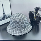 Gucci GG-print bucket hat in dark gray, wide stitched brim