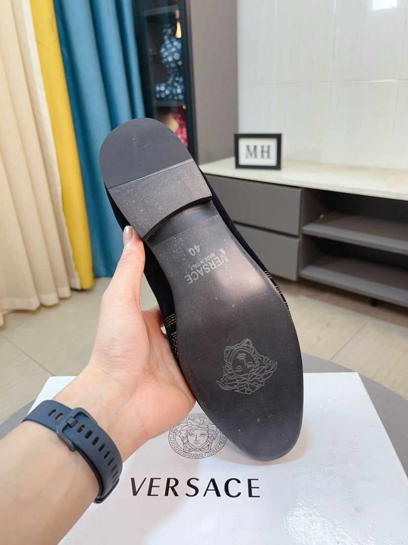 Versace loafer sole with embossed logo and slip-on heel