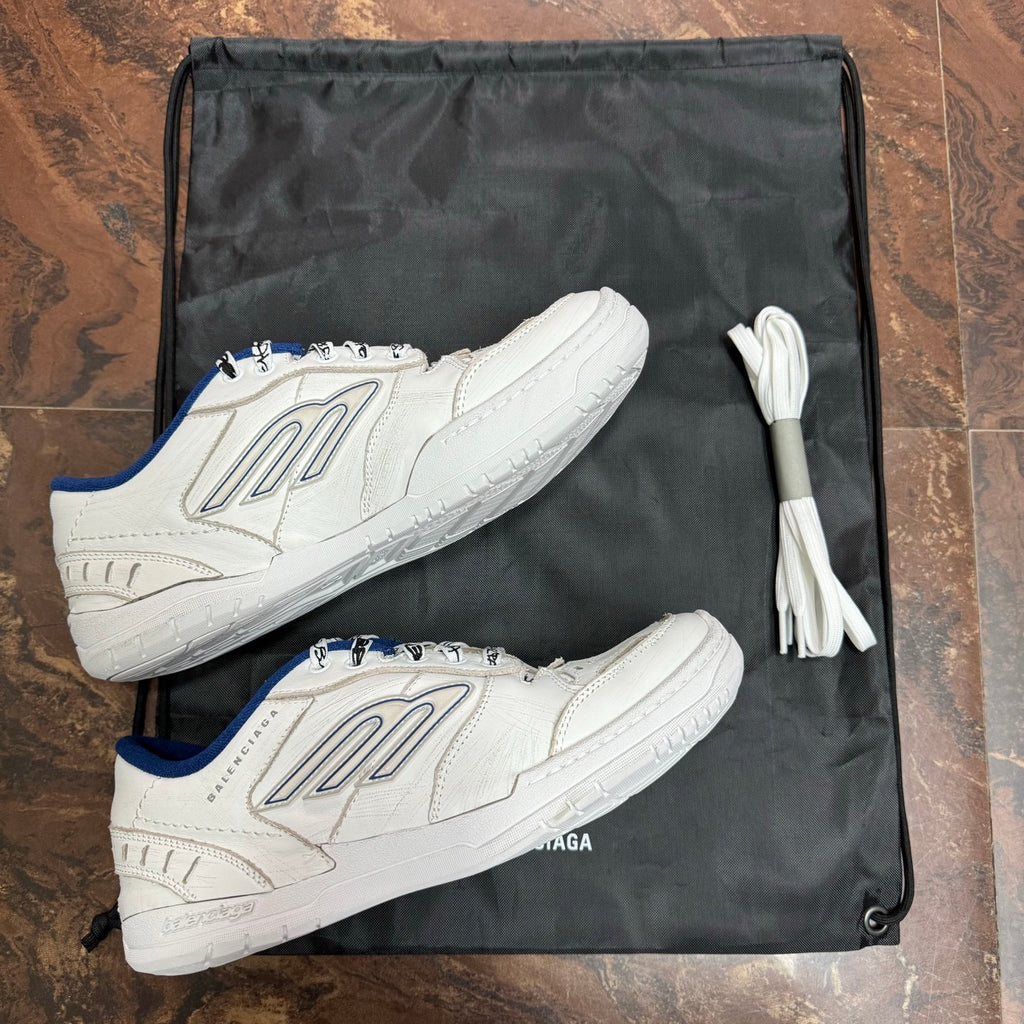 Balenciaga unisex sneakers, white with blue trim
