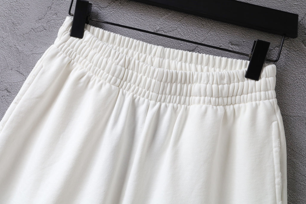 Balenciaga white shorts elastic waistband close-up