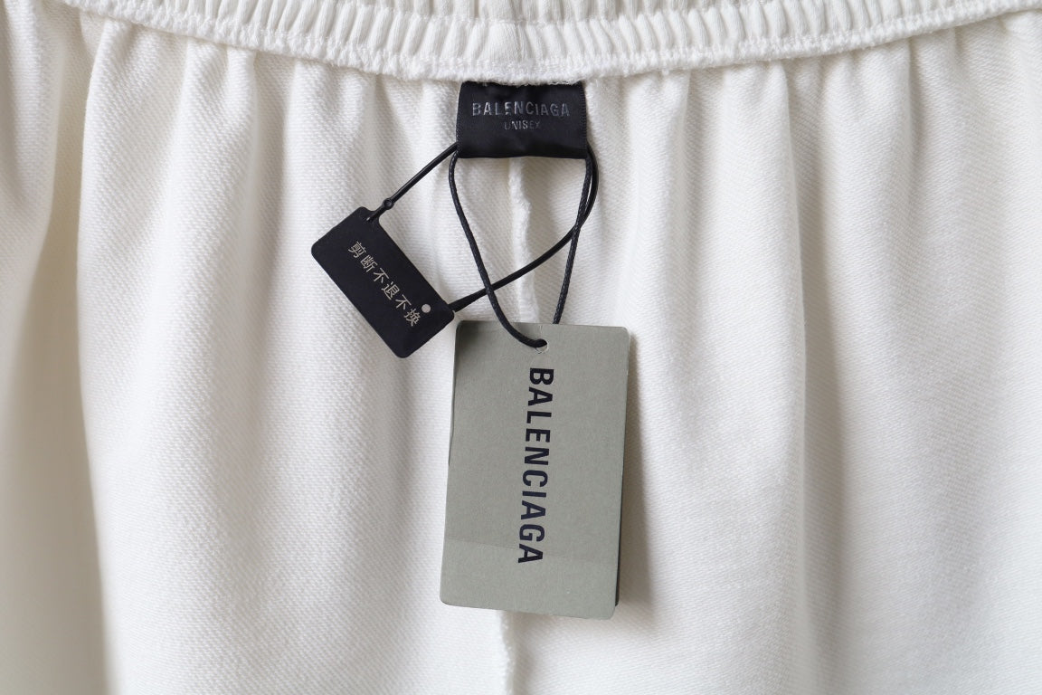 Balenciaga white shorts with hang tag at waistband