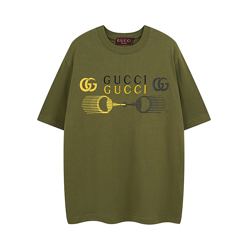 Olive Gucci T-shirt with GG logo graphic print on the chest