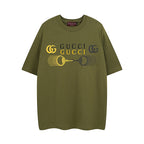 Olive Gucci T-shirt with GG logo graphic print on the chest