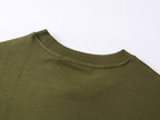 Olive crew-neck T-shirt with ribbed collar