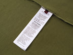 Olive T-shirt inside neck label and size tag