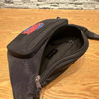 Balenciaga belt bag open view, showing inner compartment and zip pocket