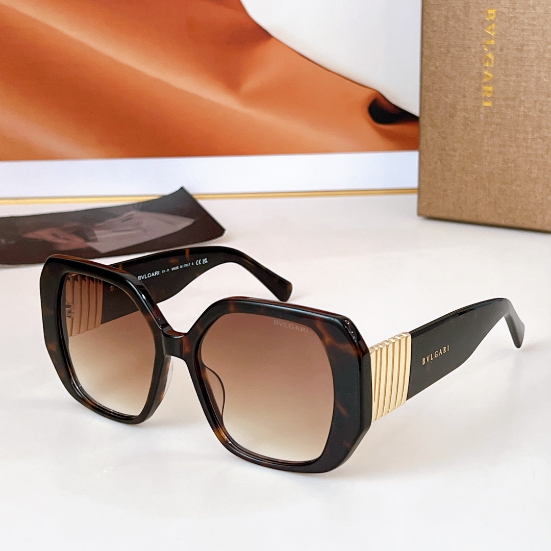 Bvlgari sunglasses with tortoiseshell frames and tinted brown lenses