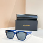 Balenciaga square sunglasses with blue frames and dark lenses
