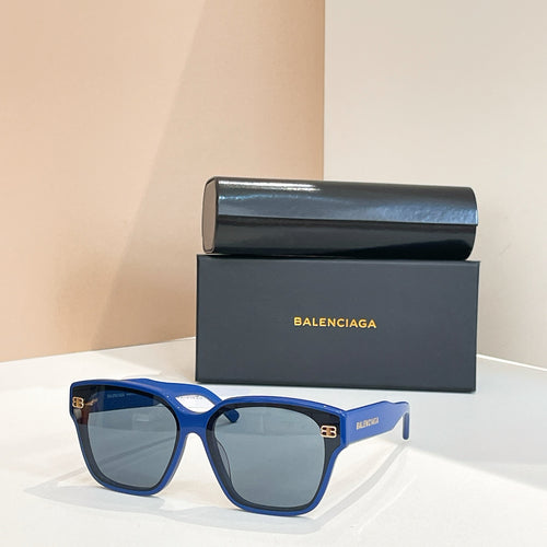 Balenciaga square sunglasses with blue frames and dark lenses