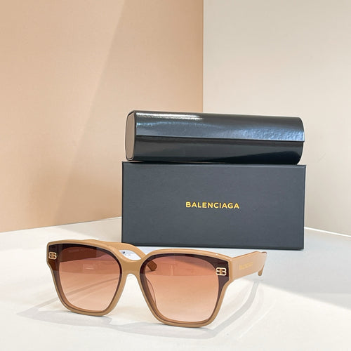 Square sunglasses with tan frames and brown-tinted lenses