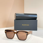 Square sunglasses with light brown frames and brown-tinted lenses