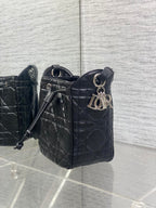 Dior black quilted leather crossbody bag with logo charm and zipper pocket
