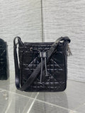 Dior black quilted leather crossbody bag with shoulder strap and top zip