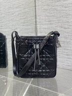 Dior black quilted leather crossbody bag with shoulder strap and top zip