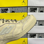 Beige Balenciaga low-top sneaker with large side panel logo and lace-up