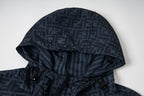 Fendi hooded windbreaker hood with FF monogram lining and drawstring edge