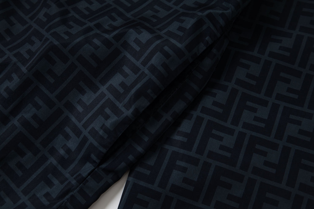 Fendi hooded windbreaker FF monogram fabric in dark blue