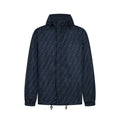 Fendi hooded windbreaker in dark blue with FF monogram and drawstring hem