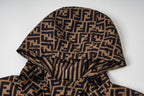 Fendi hood with FF logo outer and striped lining