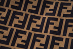 Fendi FF monogram fabric close-up in dark and tan